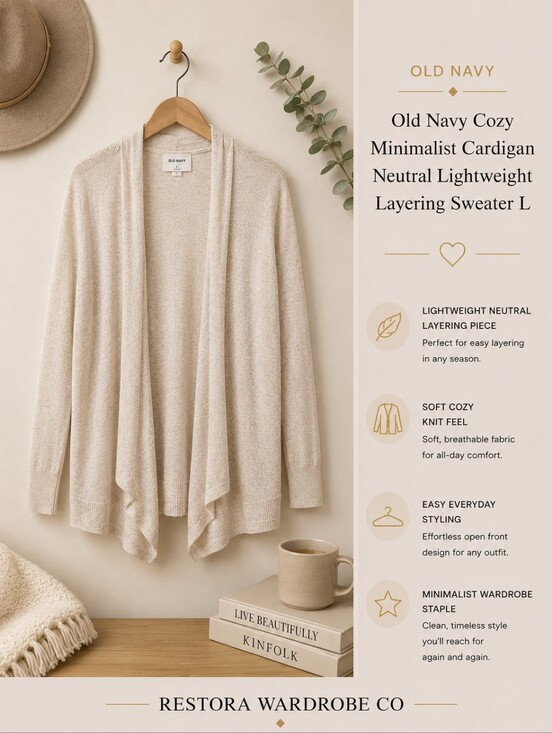 Old Navy Sweaters - Old Navy Cozy Minimalist Cardigan Neutral Lightweight Layering Sweater XL